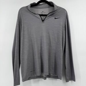 Nike Dri Fit Mens Long Sleeve Quarter Zip Pullover Shirt Gray Size M Activewear